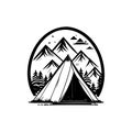 Tent Icon hand draw black colour camp logo symbol perfect Royalty Free Stock Photo