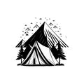 Tent Icon hand draw black colour camp logo symbol perfect Royalty Free Stock Photo