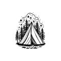 Tent Icon hand draw black colour camp logo symbol perfect Royalty Free Stock Photo