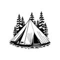 Tent Icon hand draw black colour camp logo symbol perfect Royalty Free Stock Photo