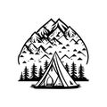 Tent Icon hand draw black colour camp logo symbol perfect Royalty Free Stock Photo