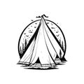 Tent Icon hand draw black colour camp logo symbol perfect Royalty Free Stock Photo