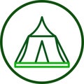 Tent icon line rounded green colour military symbol perfect