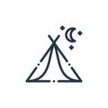 tent icon vector from travel and adventure concept. Thin line illustration of tent editable stroke. tent linear sign for use on Royalty Free Stock Photo