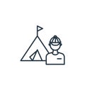 tent icon vector from travel concept. Thin line illustration of tent editable stroke. tent linear sign for use on web and mobile Royalty Free Stock Photo