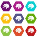 Tent icons set 9 vector