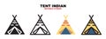 Tent Indian icon set with different styles. Editable stroke and can be used for web, mobile, ui and more Royalty Free Stock Photo