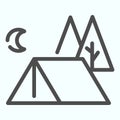 Tent line icon. Camping illustration isolated on white. Tourist tent outline style design, designed for web and app. Eps