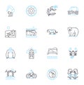 Tent living linear icons set. Cozy, Adventurous, Rustic, Simplistic, Portable, Minimalistic, Outdoorsy line vector and