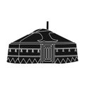 Tent in the Mongolian patterns.Mongolian tent.Housing the ancient Mongols.Mongolia single icon in black style vector