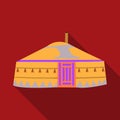 Tent in the Mongolian patterns.Mongolian tent.Housing the ancient Mongols.Mongolia single icon in flat style vector