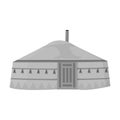 Tent in the Mongolian patterns.Mongolian tent.Housing the ancient Mongols.Mongolia single icon in monochrome style