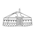 Tent in the Mongolian patterns.Mongolian tent.Housing the ancient Mongols.Mongolia single icon in outline style vector