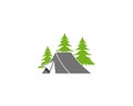 Tent and Pine Trees Camping Creative Logo Concept.