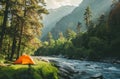Tent Pitched Next to River