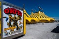 tent of the Rinaldo Orfei circus in the square of Cuneo. Italy