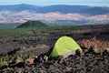 Tent On Rough Lava Cooled Slope Of Etna Mount, Sicily