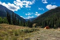 A lone tent in the Colorado Rocky Mountains