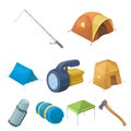 The tent set collection icons in cartoon style vector symbol stock Royalty Free Stock Photo