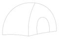 Tent. Sketch. A house made of tarpaulin. Vector illustration. Outline on an isolated white background. Camping in the woods.