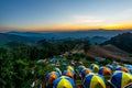 Tent in the sunset overlooking mountains Royalty Free Stock Photo