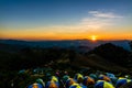 Tent in the sunset overlooking mountains Royalty Free Stock Photo