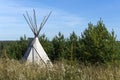 Tent tipi in the autumn landscape Royalty Free Stock Photo