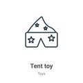 Tent toy outline vector icon. Thin line black tent toy icon, flat vector simple element illustration from editable toys concept Royalty Free Stock Photo