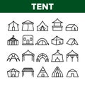 Tent Travel And Circus Collection Icons Set Vector