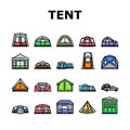 tent vacation travel tourism icons set vector Royalty Free Stock Photo