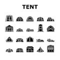 tent vacation travel tourism icons set vector Royalty Free Stock Photo