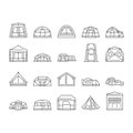 tent vacation travel tourism icons set vector Royalty Free Stock Photo