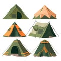Tent vector illustration set, camping tent Royalty Free Stock Photo
