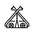 tent viking line icon vector illustration