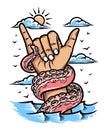 Tentacle and shaka hand sign