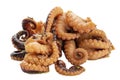 The tentacles of the pickled octopus baby are isolated on a white background Royalty Free Stock Photo