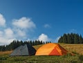 Tents at alpine meadow