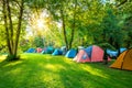 Tents Camping rest area, early morning. Be Happy