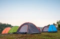 Tents at camping site dring evening time