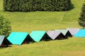 Tents of a campsite of the boy scouts in the mountains Royalty Free Stock Photo