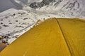 Tents and part of the base camp climbers` equipment for Stok Kangri peak.