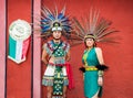 People from Maya tribe in traditional costume in Teotihuacan, Me Royalty Free Stock Photo