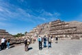 2019-11-25 Teotihuacan, Mexico. Tourists climb the steps of the moon pyramid, view.