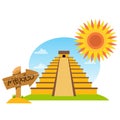 Teotihuacan. Pyramid of the Sun and Pyramid of the Moon. Mexican sights logo
