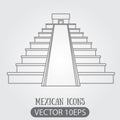 Teotihuacan. Pyramid of the Sun and Pyramid of the Moon. Mexican sights logo. Illustrations coloring