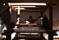 TeotitlÃÂ¡n del Valle, Mexico-December 23, 2018: A Weaver creates fabric on a loom