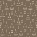 Tepee seamless pattern. Wigwam native american summer tent vector illustration. Indian background. Tribal design. Modern Royalty Free Stock Photo
