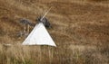 Tepee tent in the outdoors, in autumn. Royalty Free Stock Photo