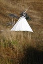 Tepee tent in the outdoors, in autumn. Royalty Free Stock Photo