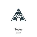 Tepee vector icon on white background. Flat vector tepee icon symbol sign from modern desert collection for mobile concept and web